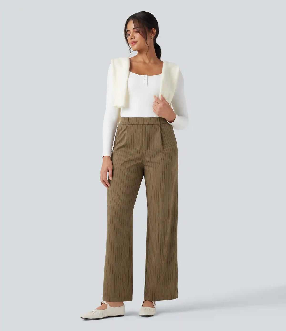 Halara Flex™ High Waisted Straight Leg InstantCool Stripe Work Pants with Pockets