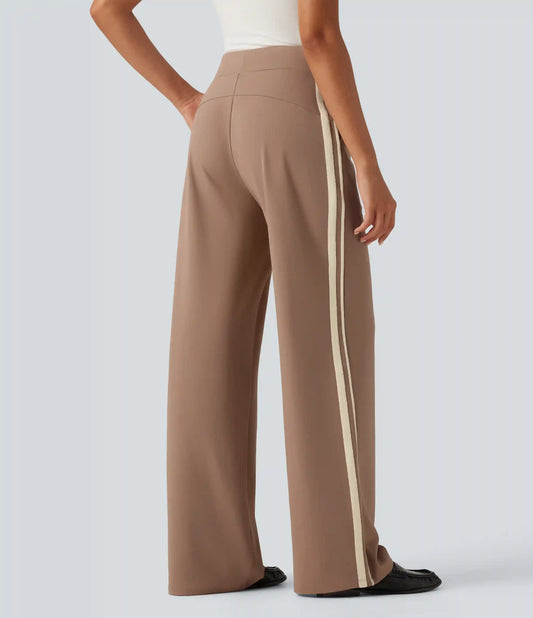 DayStretch High Waisted Straight Leg Color Block Stripe Casual Pants with Pockets