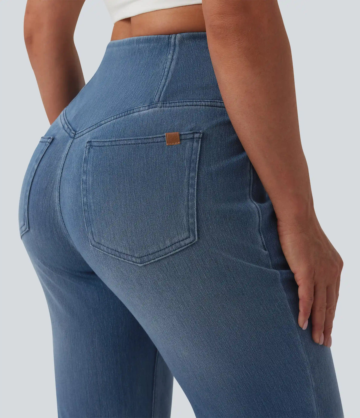 Halara Flex™ Crossover High Waisted Casual Flare Jeans with Pockets