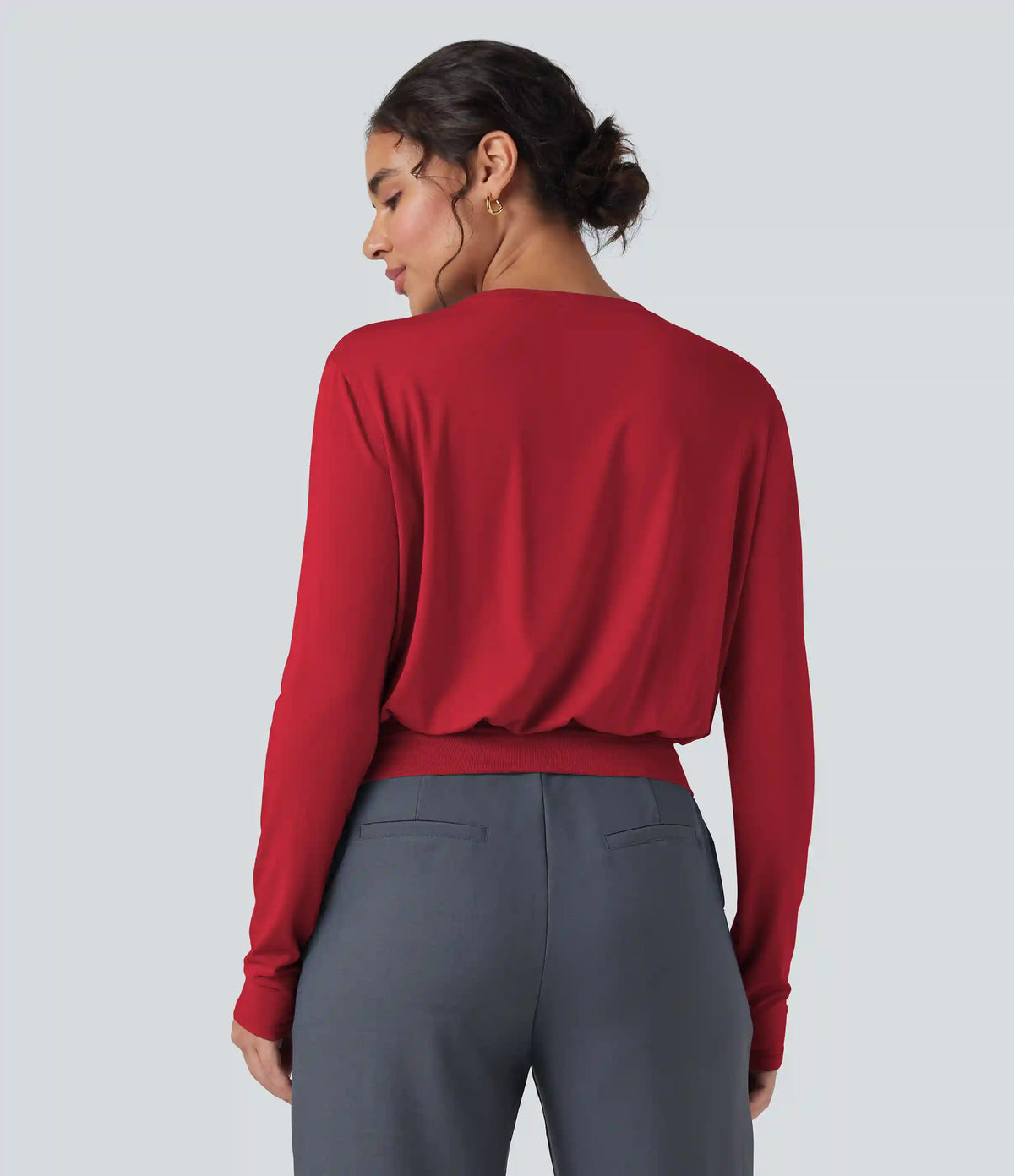 Round Neck Long Sleeve Work Top