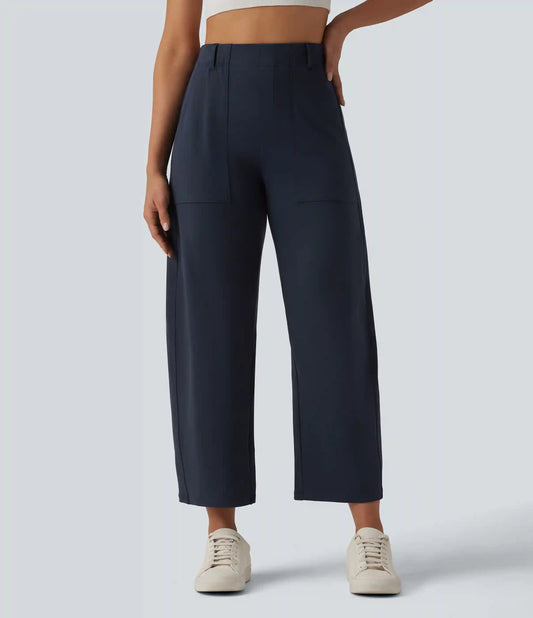 DayStretch High Waisted Barrel Leg Casual Pants with Pockets