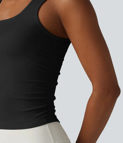 OneForm Seamless Flow Square Neck Ruched Yoga Tank Top