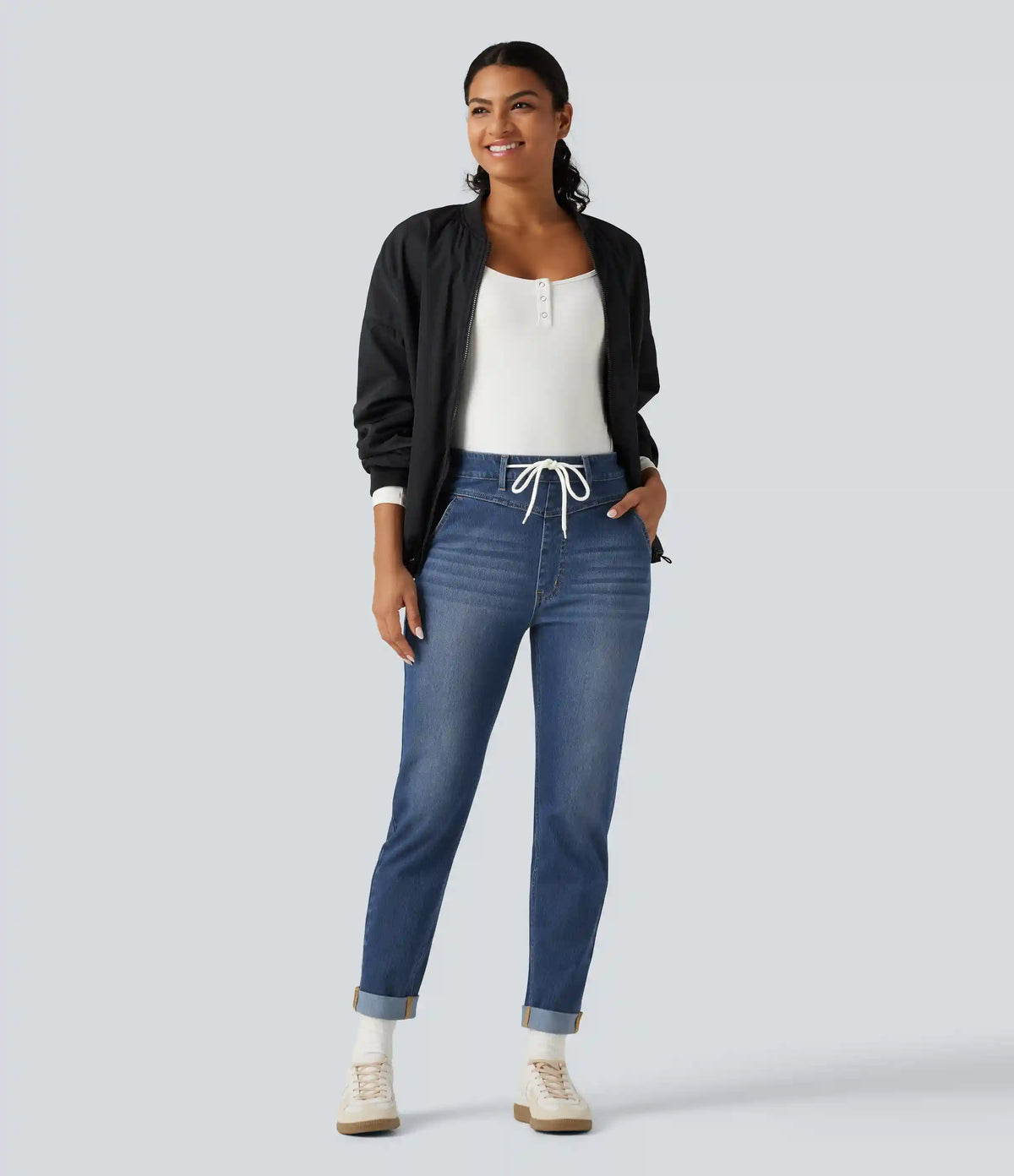 Halara Flex™ High Waisted Drawstring Casual Jeans with Pockets