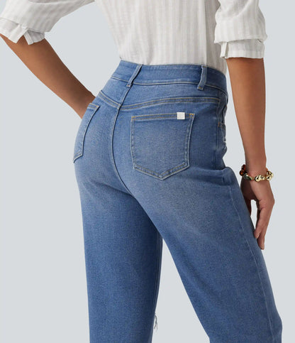 High Waisted Casual Jeans with Pockets