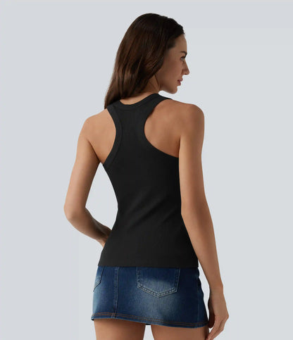Ribbed Knit U Neck Racerback Casual Tank Top