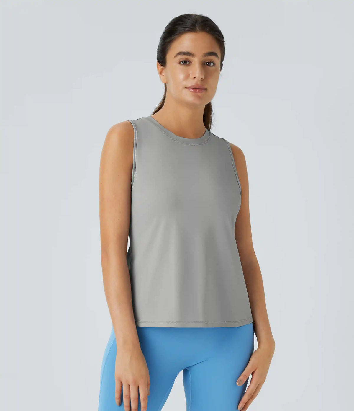 Cut Out Crossover Hem Solid Yoga Tank Top