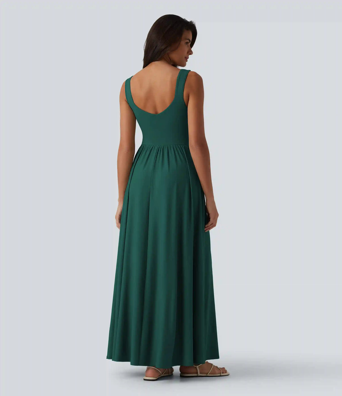 Built-in Bra Flowy Maxi Casual Dress with Pockets DD-F