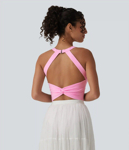 SoftlyZero™ Airy Twisted Backless Adjustable Buckle U-Neck Sleeveless Built-in Bra InstantCool Casual Bodysuit