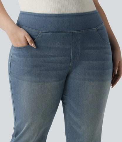 Halara Flex™ High Waisted Pockets Washed Casual Bootcut Plus Size Jeans