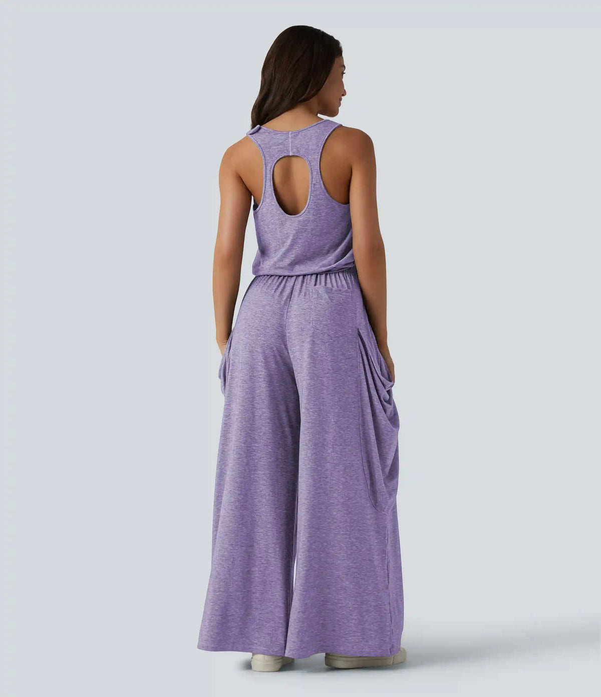 Sleeveless Cut Out Wide Leg Casual Jumpsuit with Pockets-Easy Peezy Edition