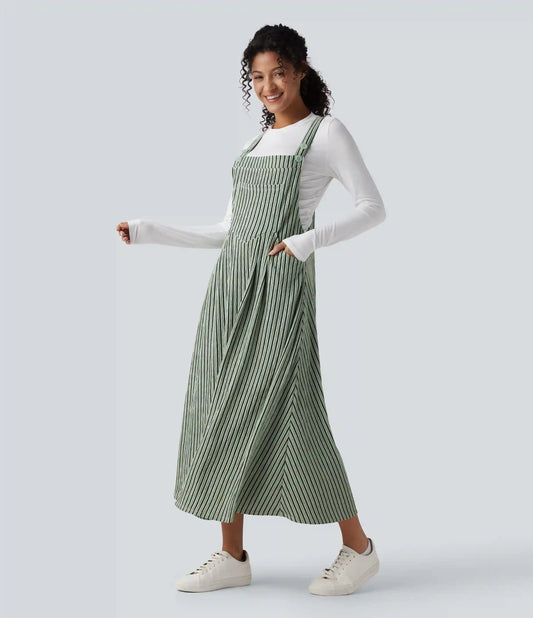 Stripe Flowy Midi Casual Dress with Pockets
