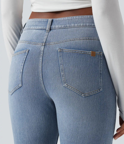Halara Flex™ Low Rise Zipper Pockets Washed Casual Bootcut Jeans