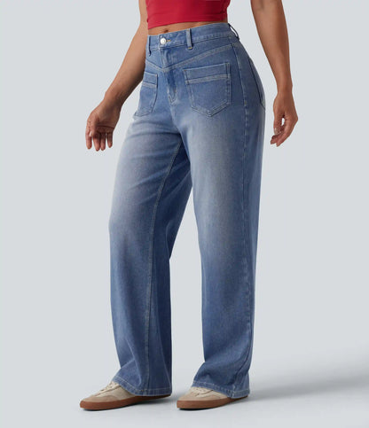 Halara Flex™ Mid Rise Straight Leg Casual Jeans with Pockets