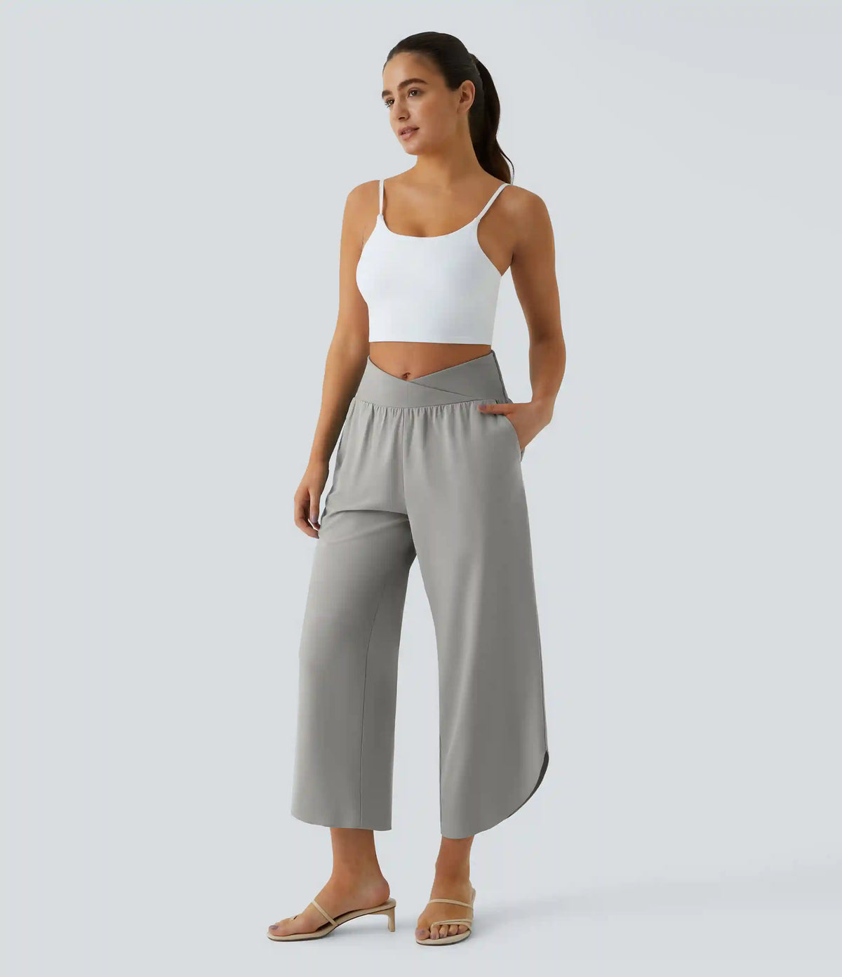 Breezeful™ High Waisted Crossover Quick Dry Resort Pants with Pockets