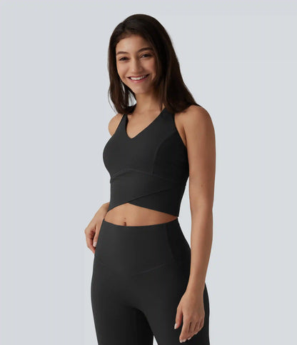 Halara UltraSculpt™ Medium Support V Neck Racerback Cropped Workout Tank Top