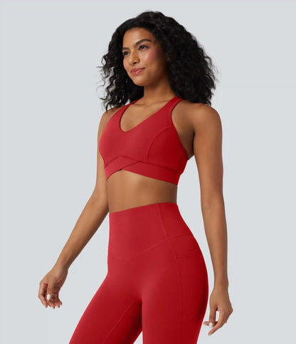 Halara UltraSculpt™ Light Support V Neck Racerback Workout Sports Bra
