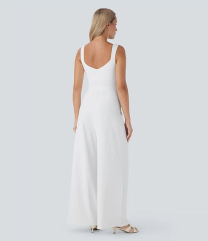 U Back Sleeveless Casual Jumpsuit with Pockets