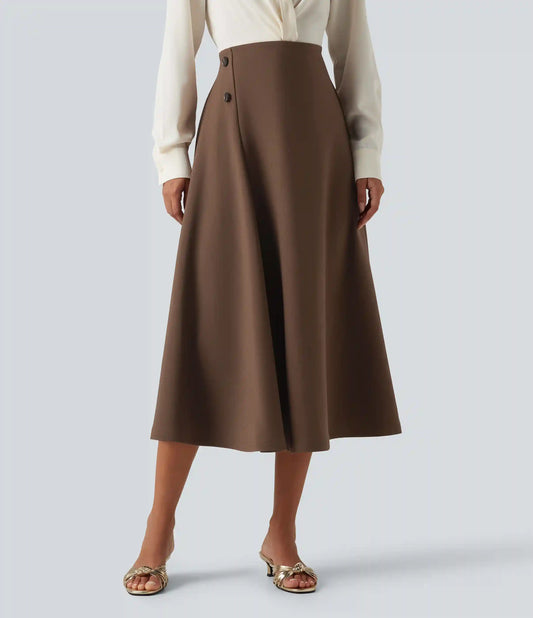 High Waisted A-Line Midi Work Skirt