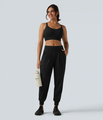 Mid Rise Running Joggers with Pockets