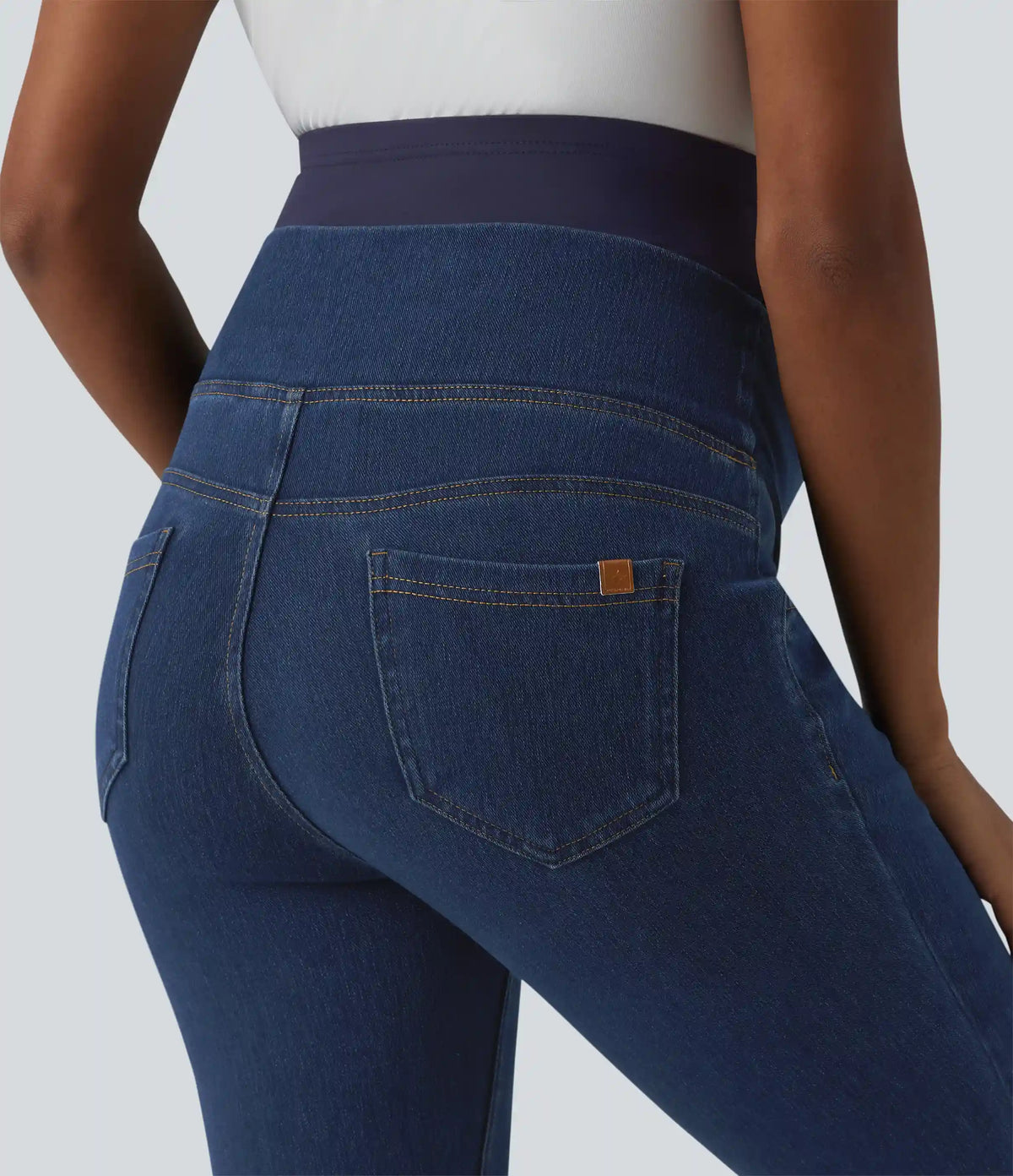 Halara Flex™ Super High Waisted Crossover Flare Casual Maternity Jeans with Pockets