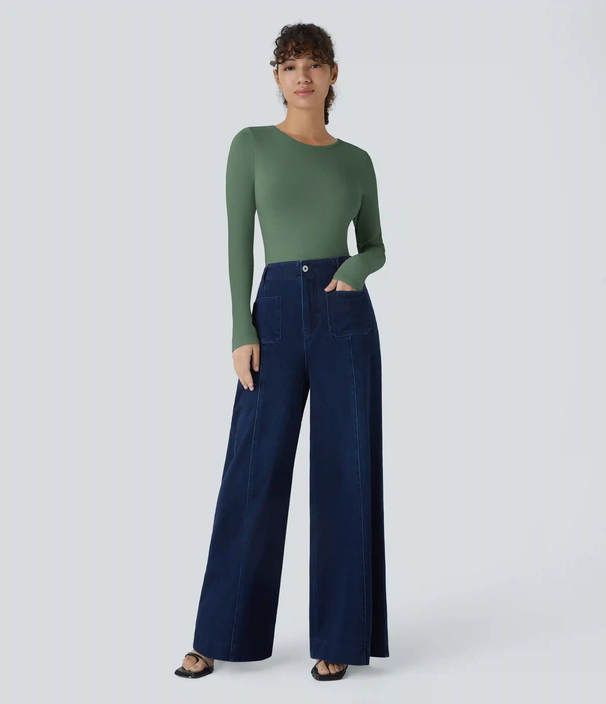 Round Neck Long Sleeve Casual Bodysuit
