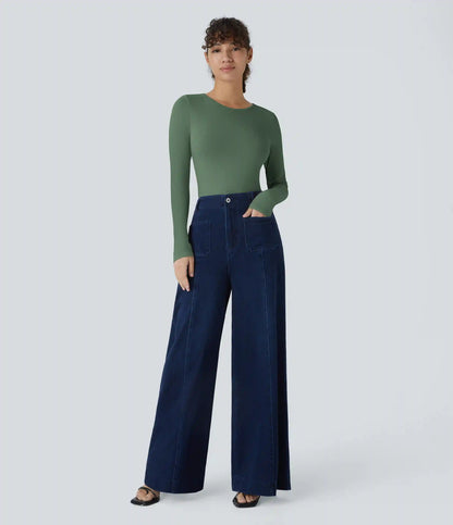 Round Neck Long Sleeve Casual Bodysuit
