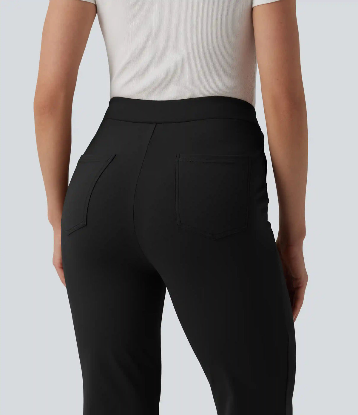 Halara Flex™ DayStretch Asymmetric Mid Rise Flare Work Pants with Pockets