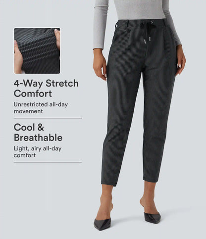 Halara Flex™ Mid Rise Drawstring Tapered Stripe Work Pants with Pockets