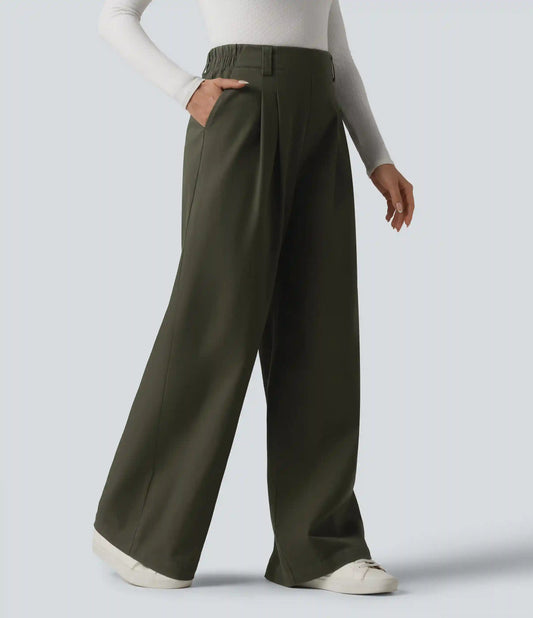 High Waisted Baggy Work Chino Cotton Pants with Pockets