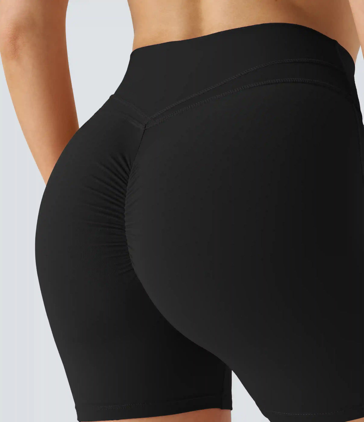 SoftlyZero™ Plush High Waisted Crossover Ruched Yoga Shorts 5''
