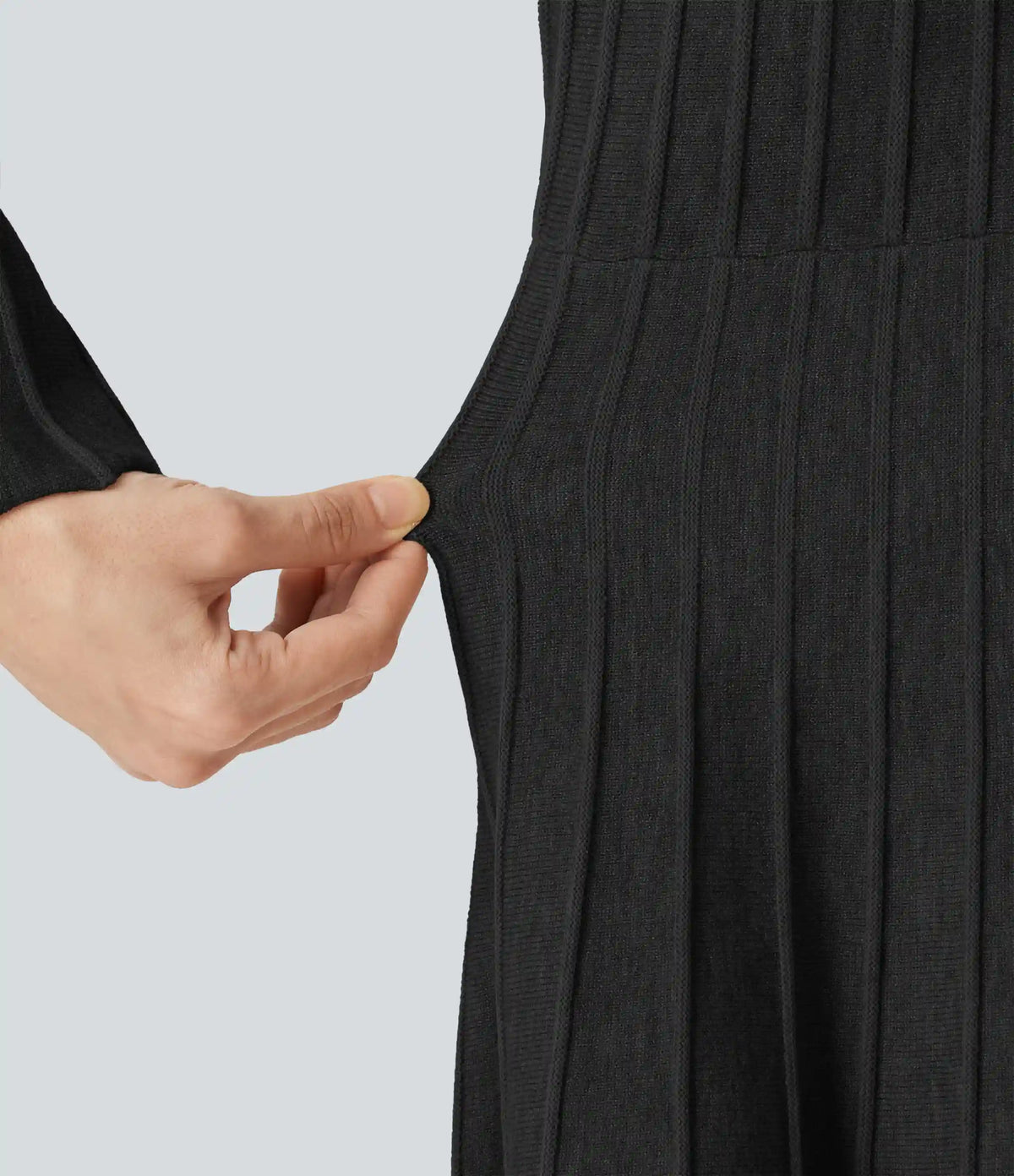Round Neck Flounce Long Sleeve Flare Mini Casual Sweater Dress