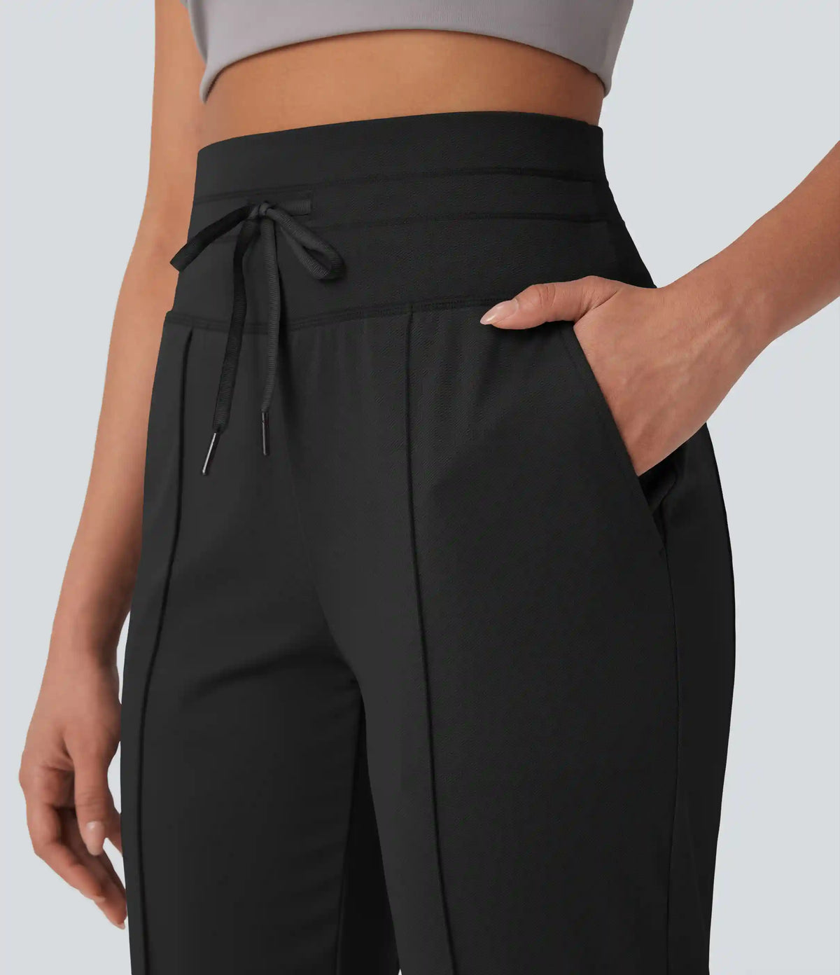 High Waisted Drawstring Quick Dry Yoga Joggers with Pockets-UPF40+