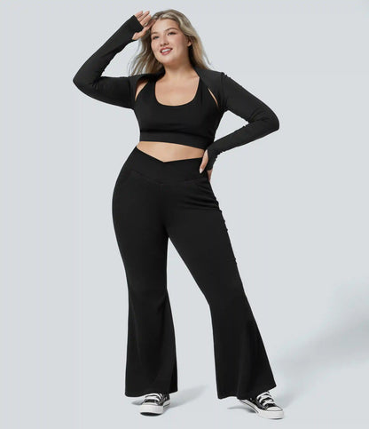 Halara Flex™ High Waisted Crossover Pocket Washed Casual Plus Size Jeans