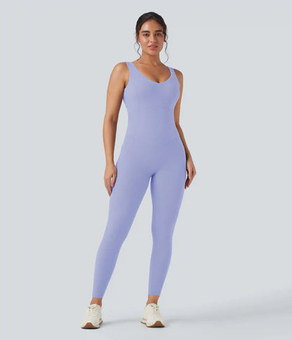 Halara UltraSculpt™ V Neck Tummy Control Butt Lifting Workout Jumpsuit with Pockets