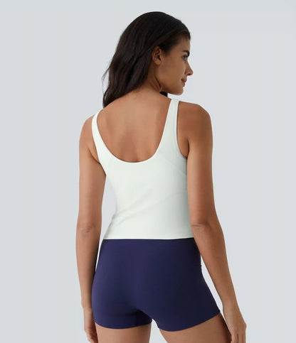 SoftlyZero™ Plush Padded V Neck Plain Tank Top