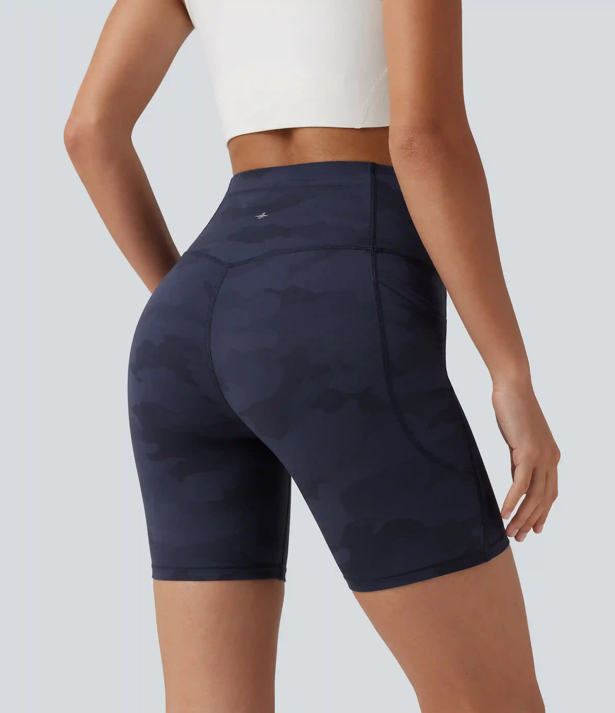Halara UltraSculpt™ Camo Print High Waisted Tummy Control Training Biker Shorts 7'' with Pockets