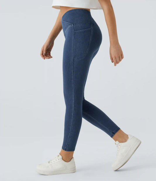 Halara Flex™ Crossover Pocket Washed Denim Work Leggings