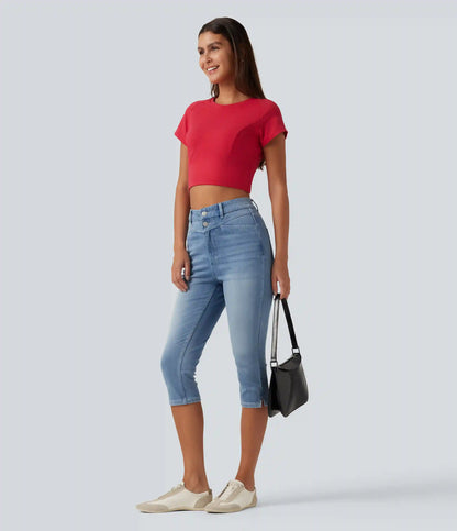 Halara Flex™ High Waisted Split Capri Casual Slim Jeans with Pockets