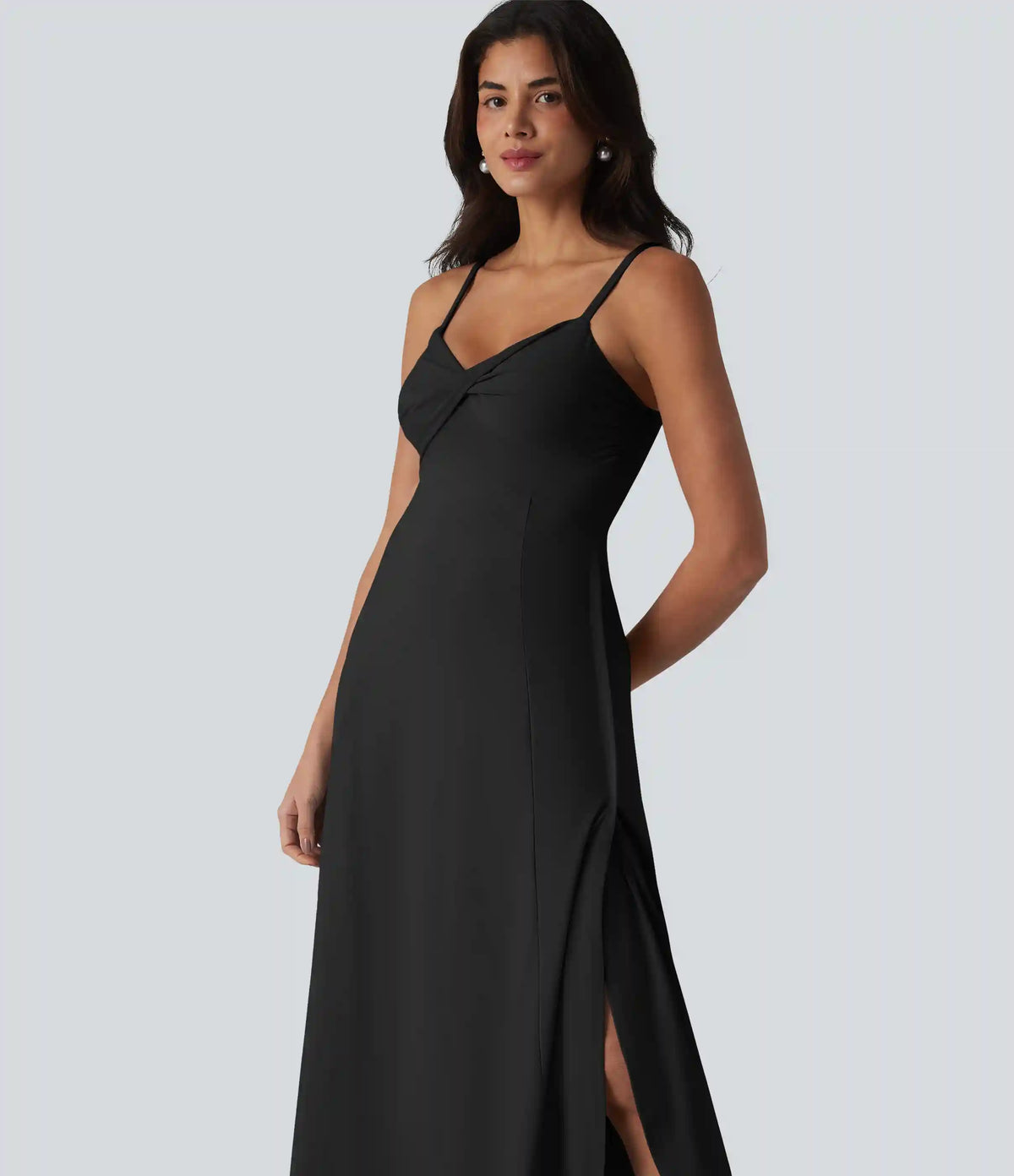 V Neck Midi Slip Dress