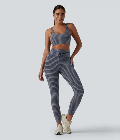 Halara UltraSculpt™ Jacquard Stripe High Waisted Drawstring Yoga Leggings with Pockets