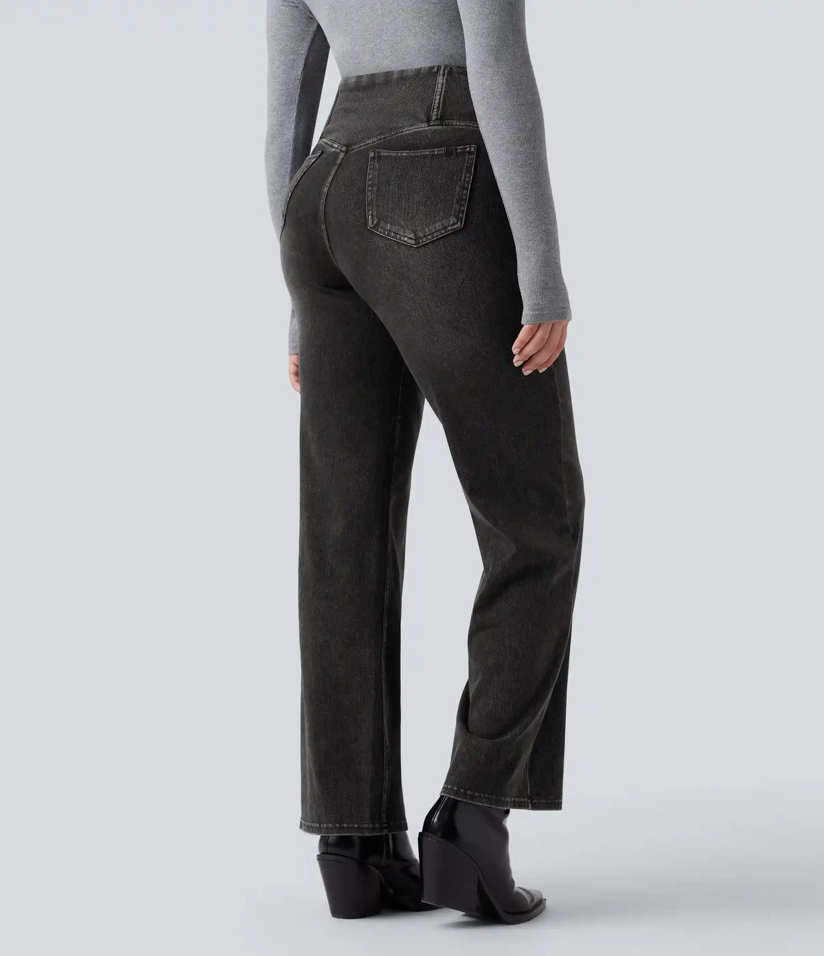 Halara Flex™ Crossover High Waisted Tummy Control Casual Straight Leg Jeans with Pockets