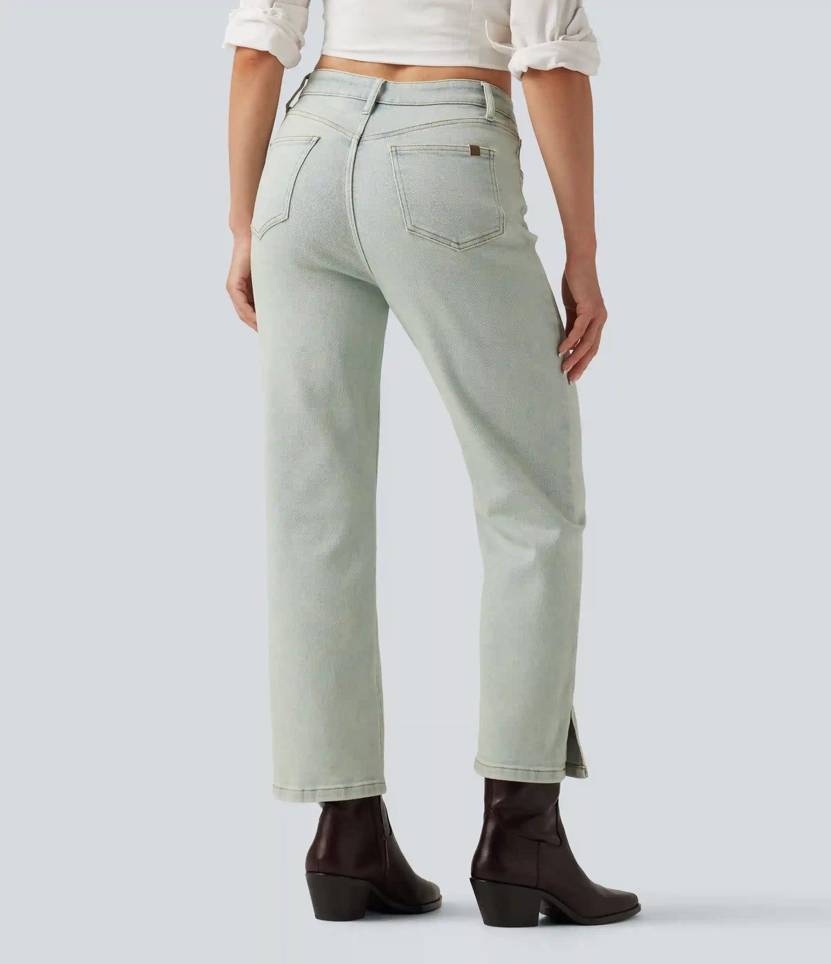 Mid Rise Straight Leg Casual Jeans with Pockets