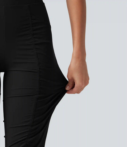 High-waisted Ruched Quick Dry Running Slim Pants with Pockets