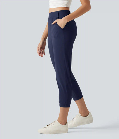 High Waisted Quick Dry Golf Cropped Joggers with Pockets