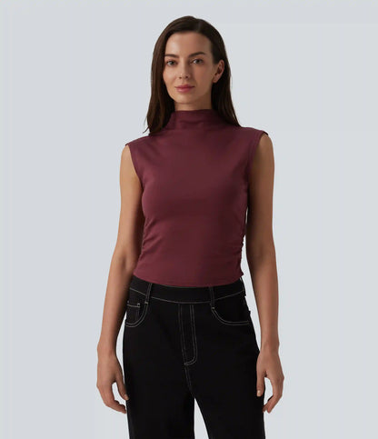 Mock Neck Work Pima Cotton Tank Top