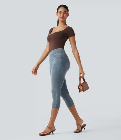 Halara Flex™ High-Waisted Denim Casual Capri Leggings with Pockets