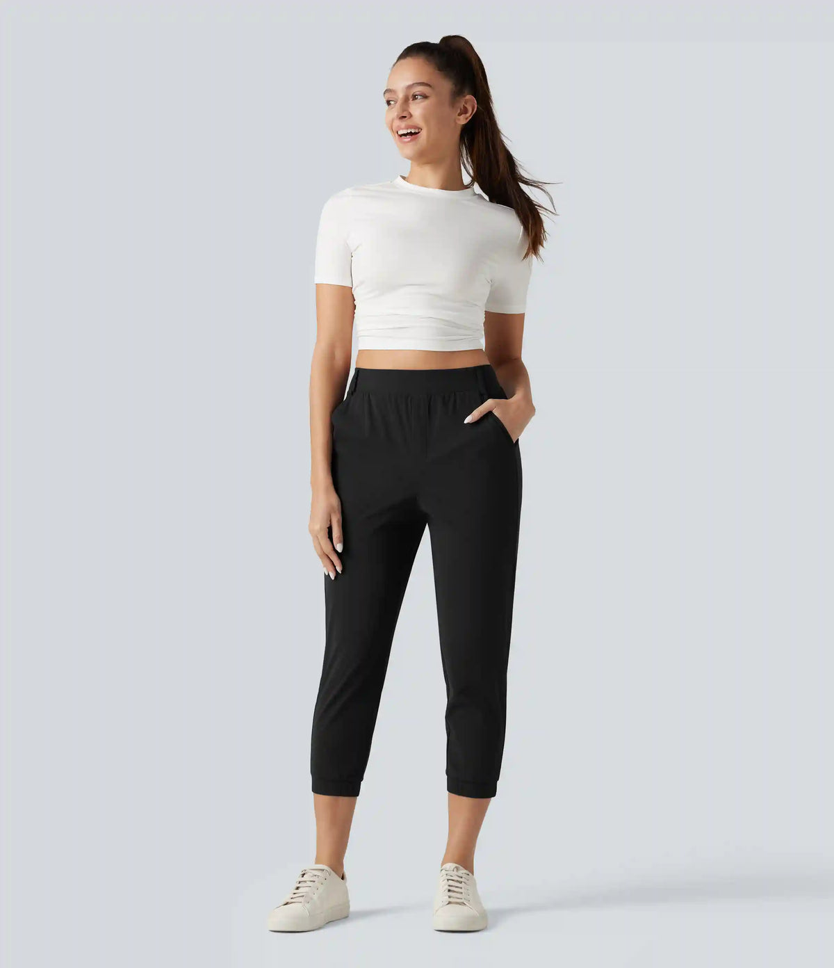 High Waisted Quick Dry Golf Cropped Joggers with Pockets