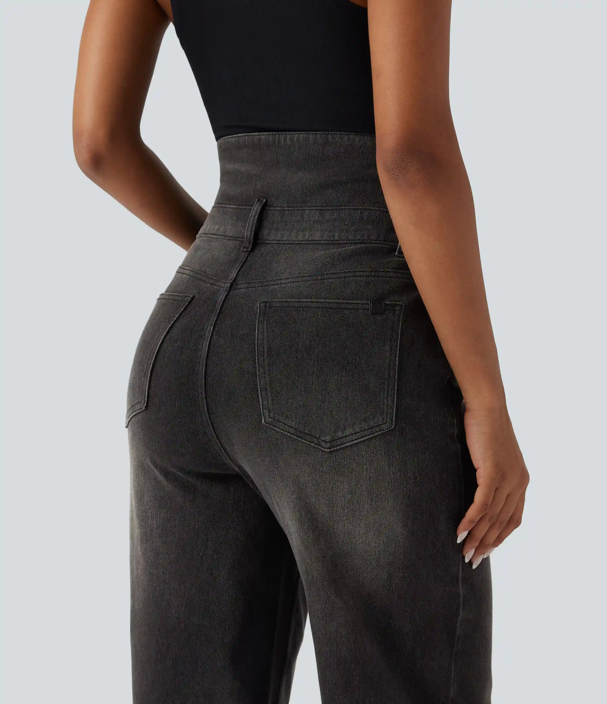 Halara Flex™ Foldover High Waisted Straight Leg Casual Jeans with Pockets