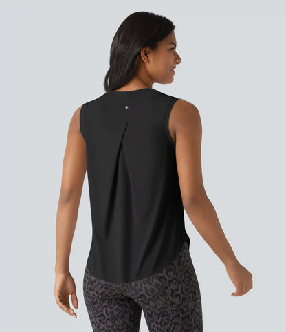 Round Neck Curved Hem Cool Touch Workout Tank Top-UPF50+