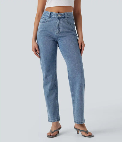 Halara Flex™ High Waisted Zipper Pockets Straight Leg Casual Jeans